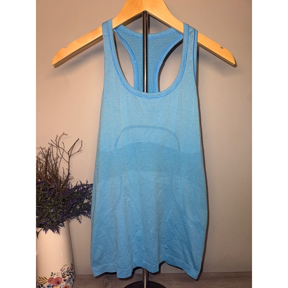 Lululemon Swiftly Tech Racerback Tank Top Blue Heathered Mesh Knit Activewear